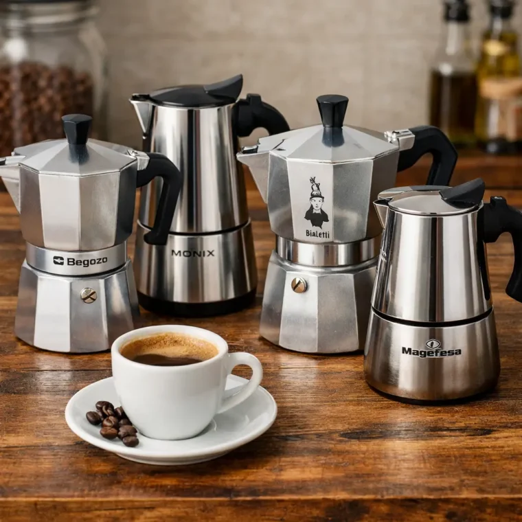 cafeteras italianas baratas de aluminio y acero para hacer café en casa